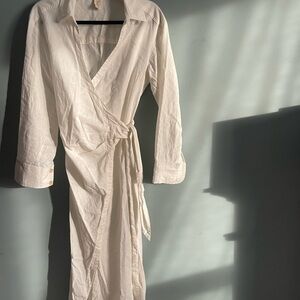 H&M White Linen Blend wrap dress